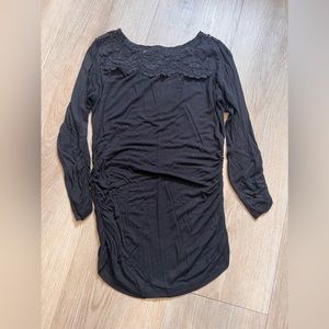 Black lace scrunch side top